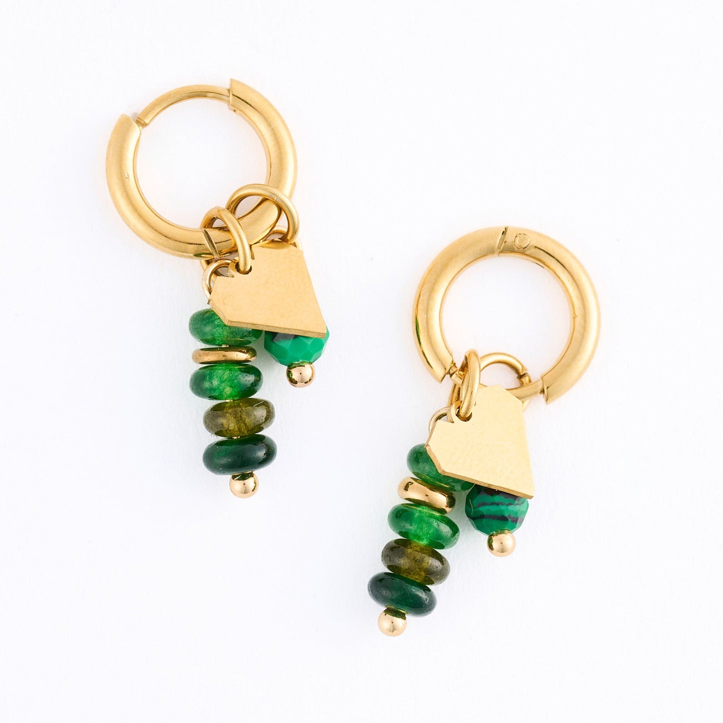 Narelle Waterproof Genuine Malachite Charm Earrings