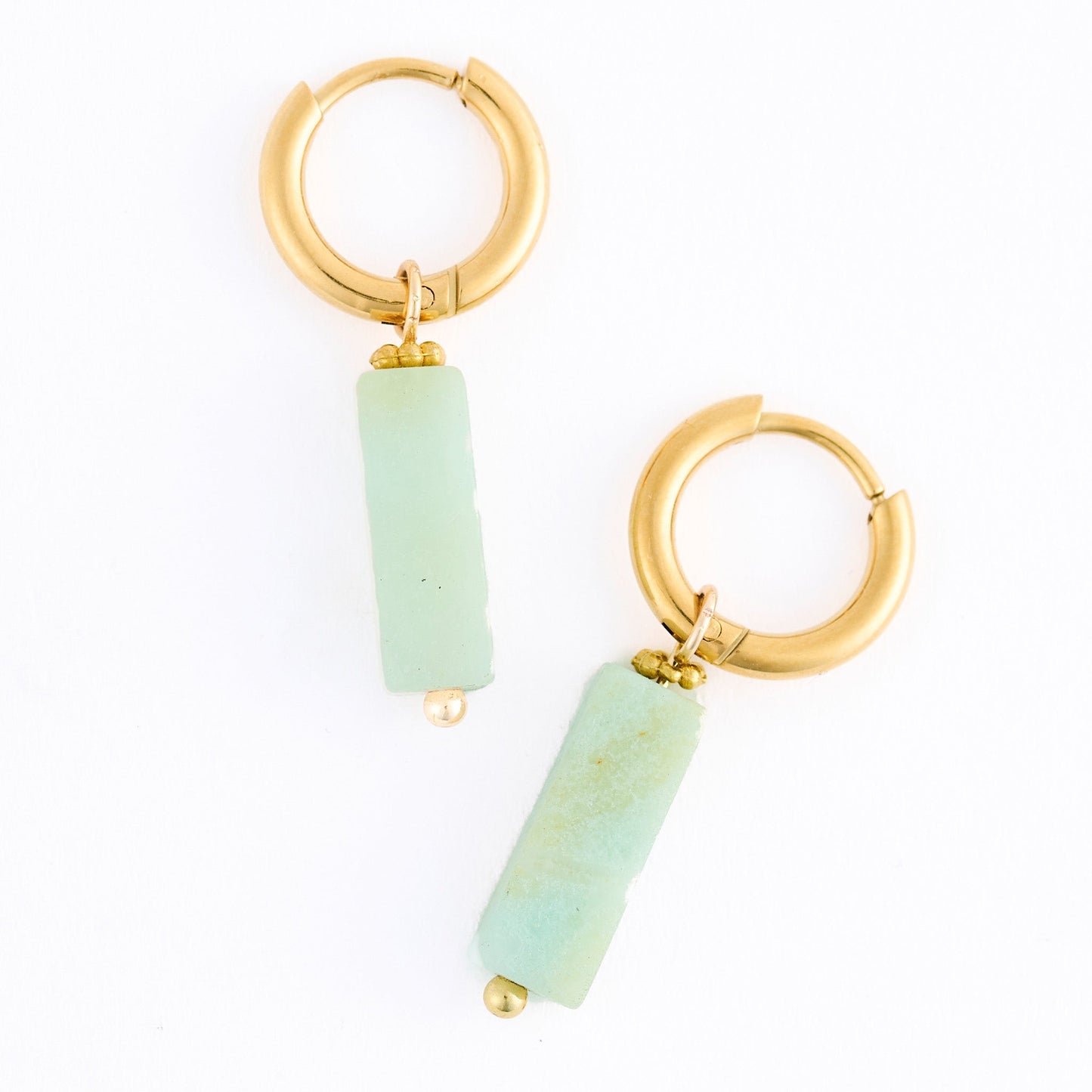 Narelle Waterproof Genuine Amazonite Stone Bar Earrings