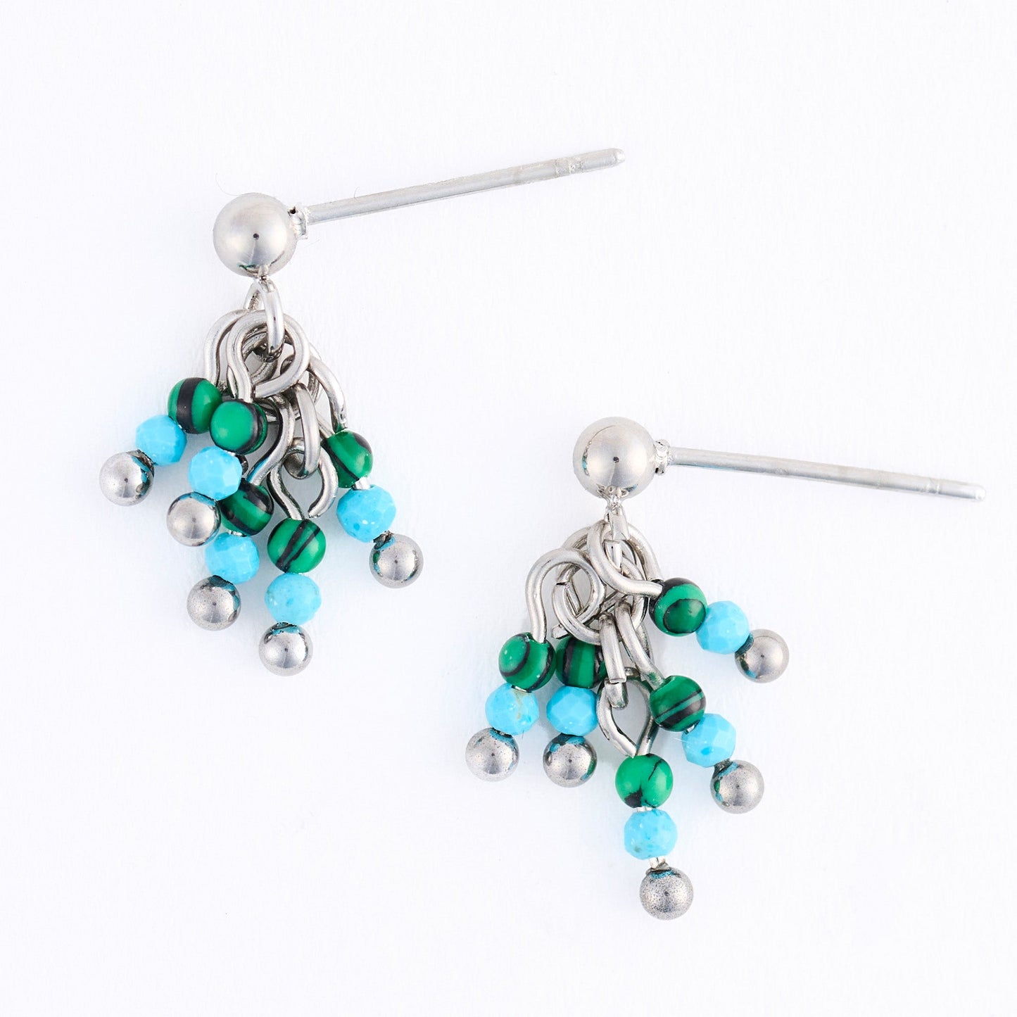 Narelle Waterproof Genuine Amazonite Stone Fringe Earrings