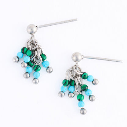 Narelle Waterproof Genuine Amazonite Stone Fringe Earrings
