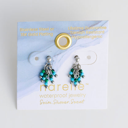 Narelle Waterproof Genuine Amazonite Stone Fringe Earrings