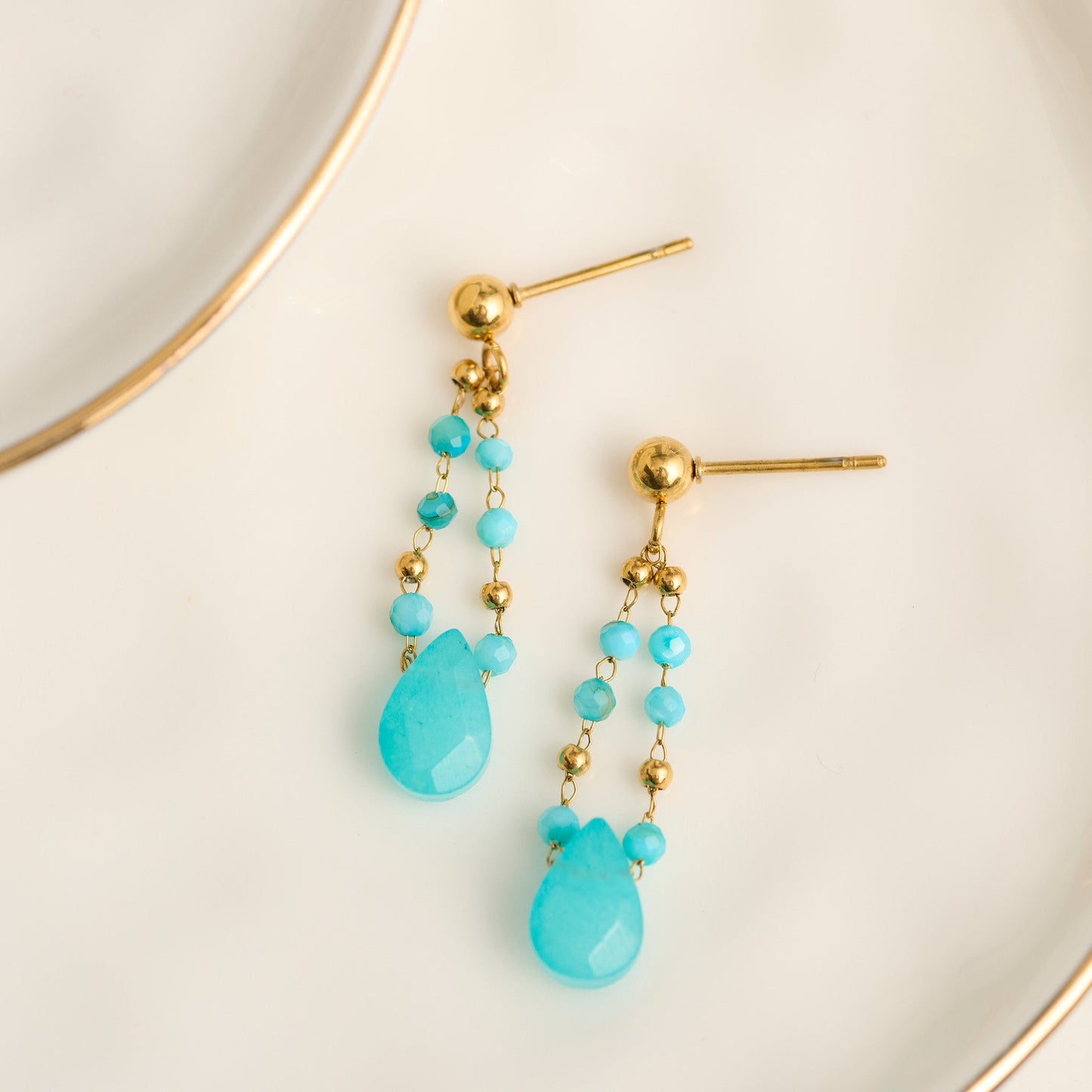 Narelle Waterproof Genuine Kyanite Beaded Drop Earrings