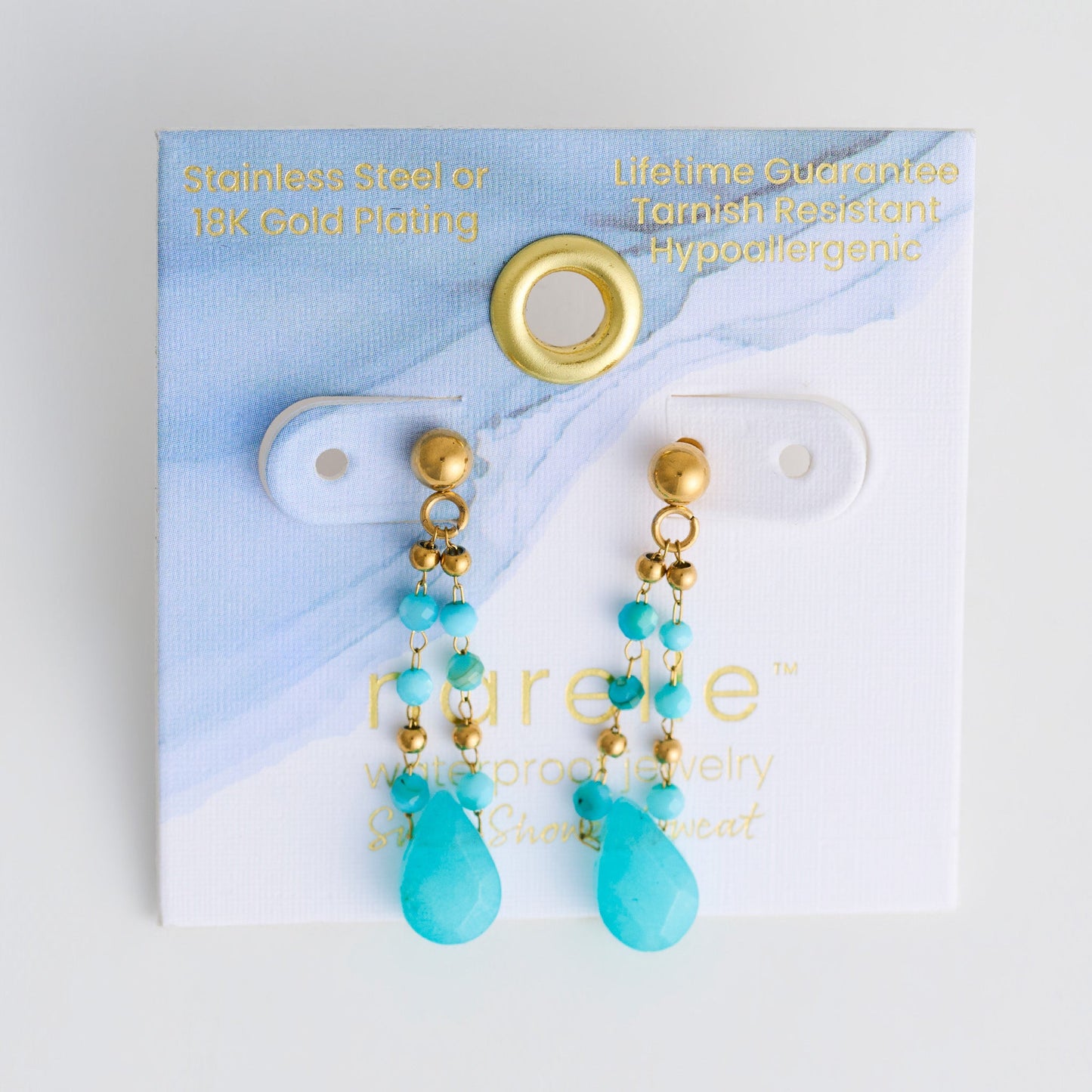 Narelle Waterproof Genuine Kyanite Beaded Drop Earrings