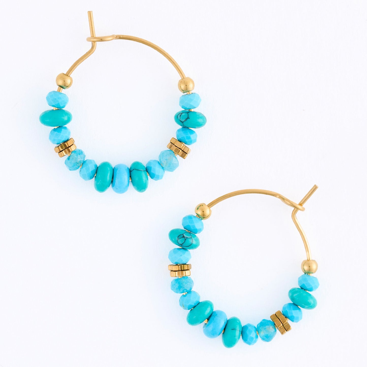 Narelle Waterproof Genuine Turquoise Beaded Hoop Earrings