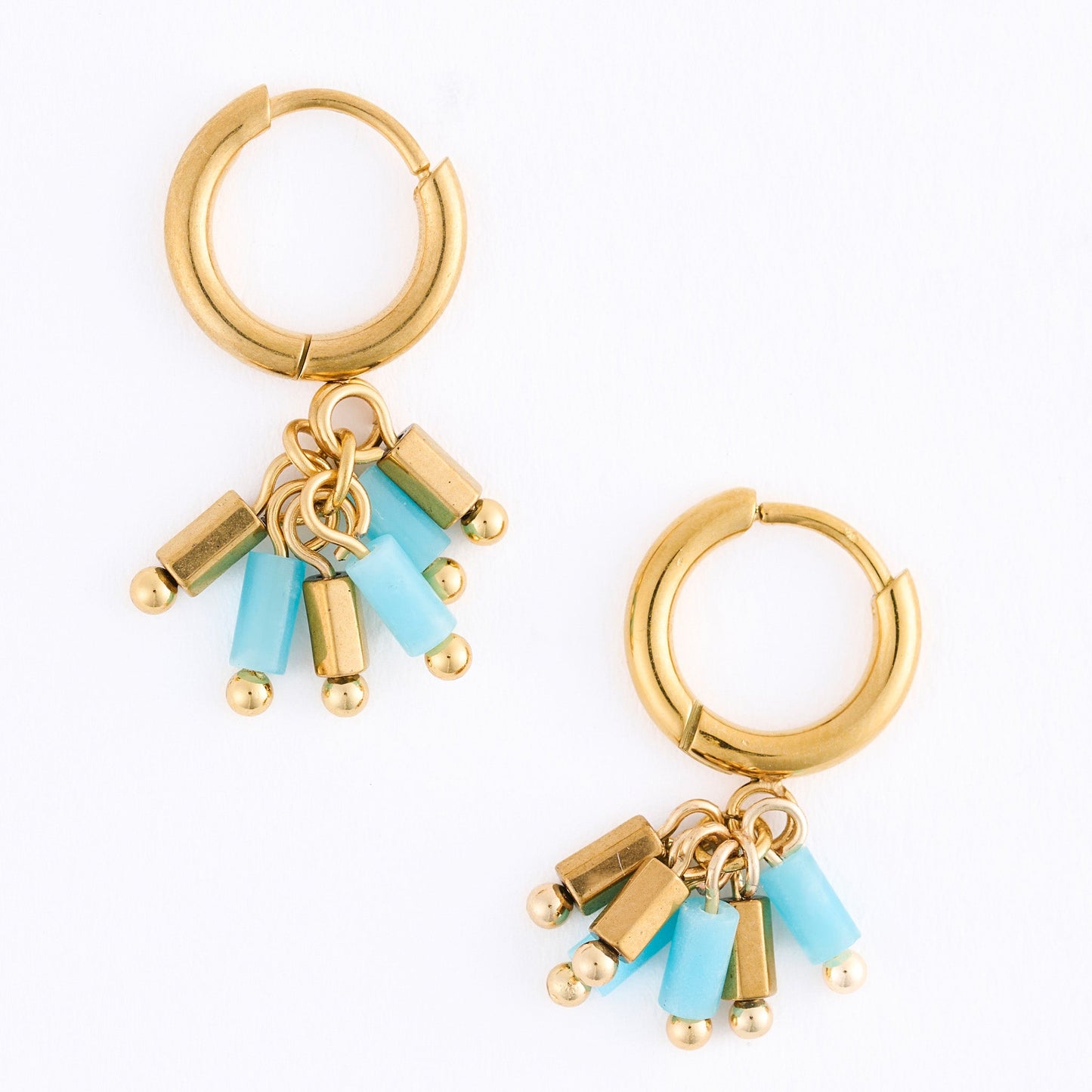 Narelle Waterproof Genuine Kyanite Stone Bar Fringe Earrings