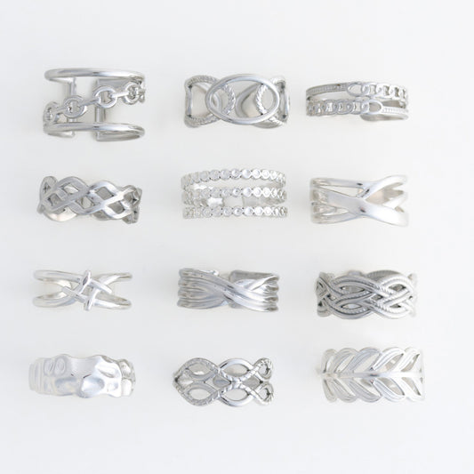 12 Piece Narelle Waterproof Silver Ring Refill Assortment