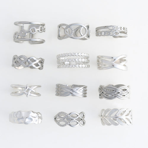 12 Piece Narelle Waterproof Silver Ring Refill Assortment