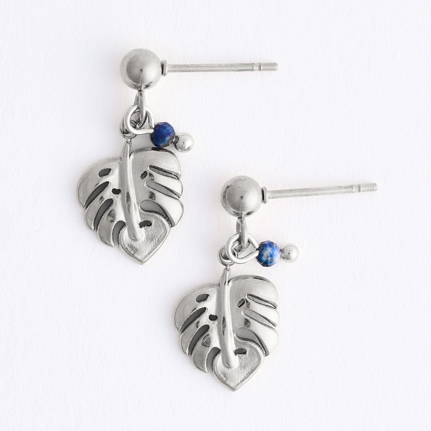 Narelle Waterproof Genuine Lapis Lazuli Palm Leaf Earrings
