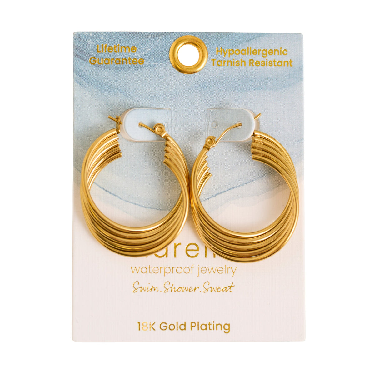 Narelle Waterproof Layered Ribbed Hoop Earrings