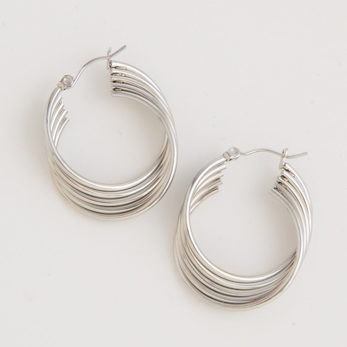 Narelle Waterproof Layered Ribbed Hoop Earrings
