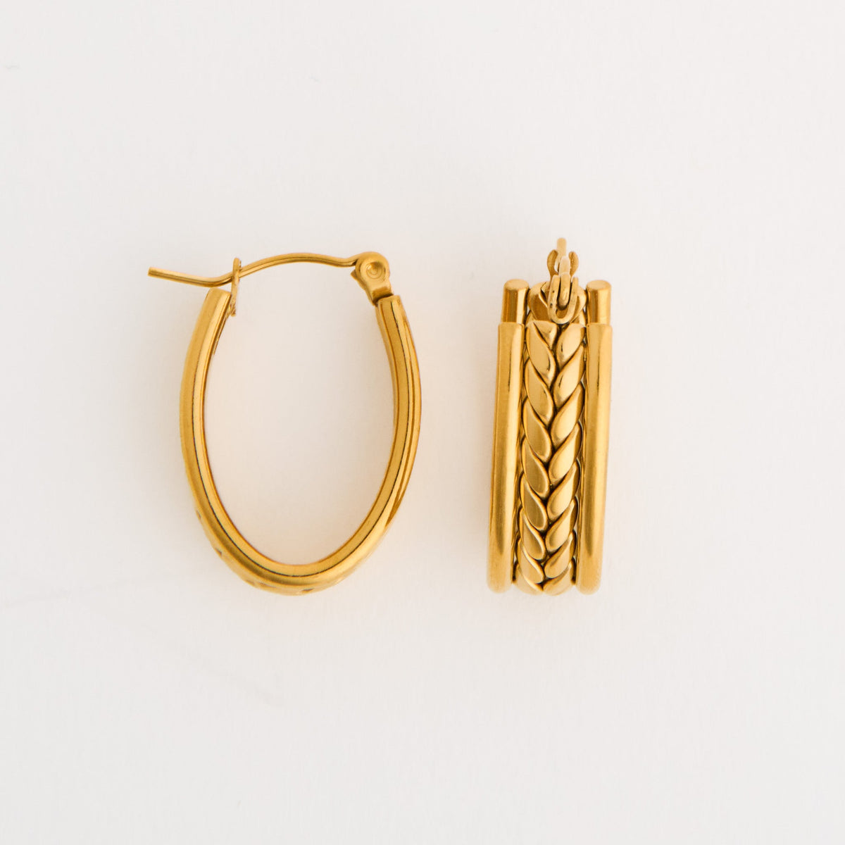 Narelle Waterproof Braided Chevron Hoop Earrings