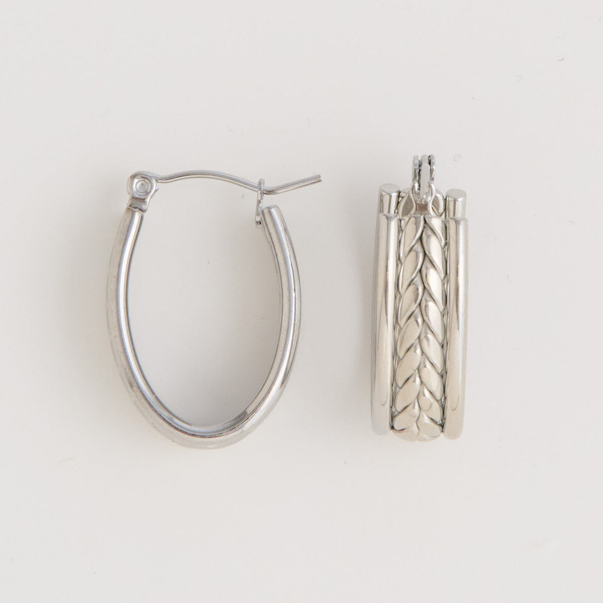 Narelle Waterproof Braided Chevron Hoop Earrings
