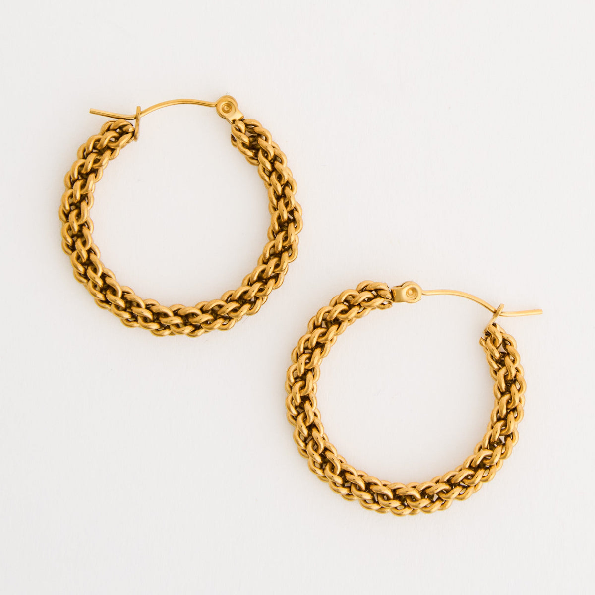 Narelle Waterproof Braided Chain Link Hoop Earrings