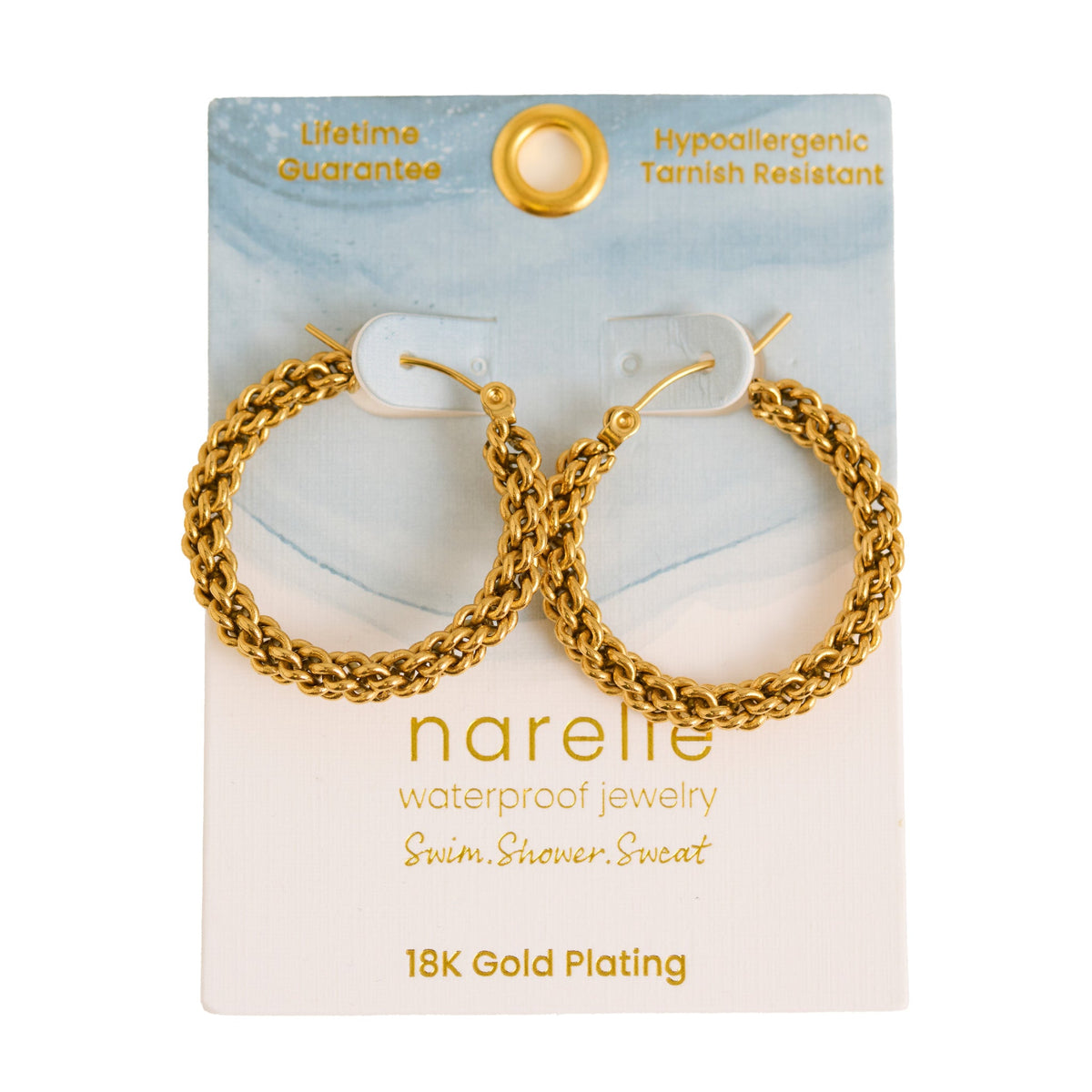 Narelle Waterproof Braided Chain Link Hoop Earrings