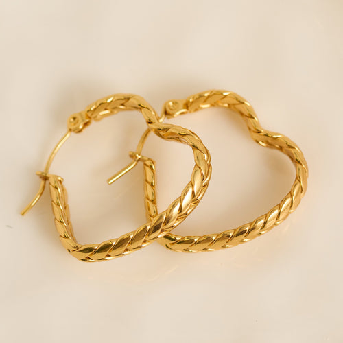 Narelle Waterproof Braided Heart Hoop Earrings