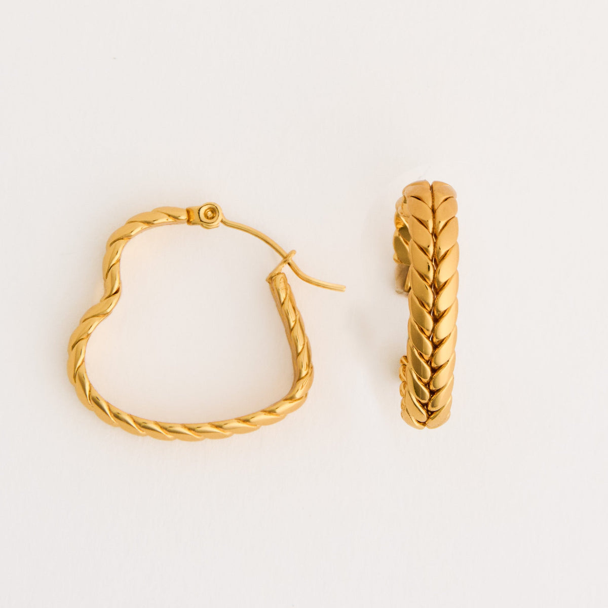 Narelle Waterproof Braided Heart Hoop Earrings