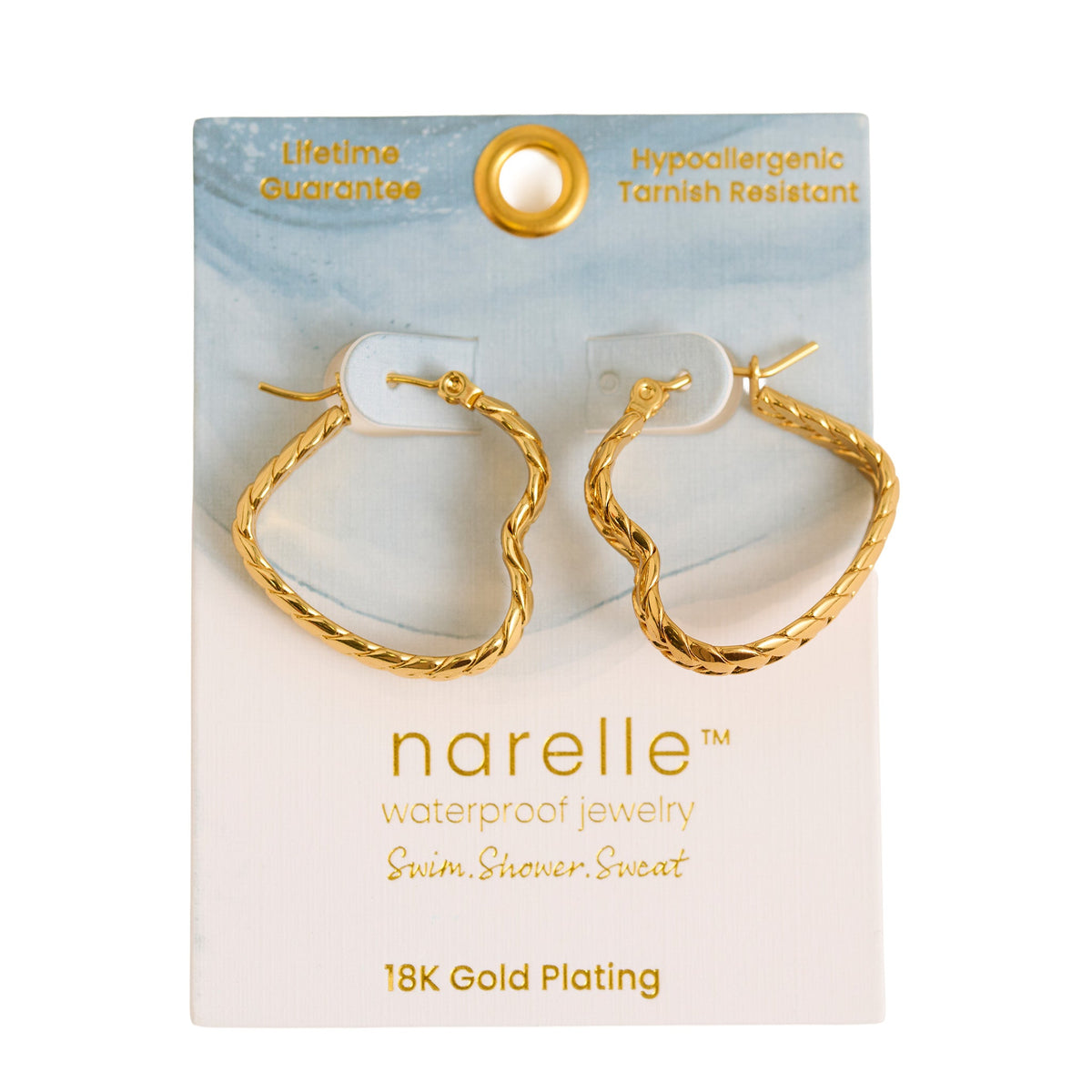 Narelle Waterproof Braided Heart Hoop Earrings