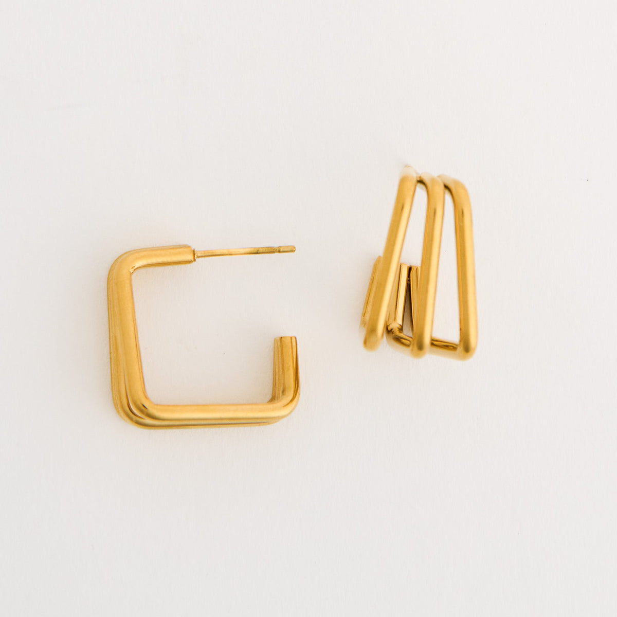 Narelle Waterproof Layered Square C-Hoop Earrings