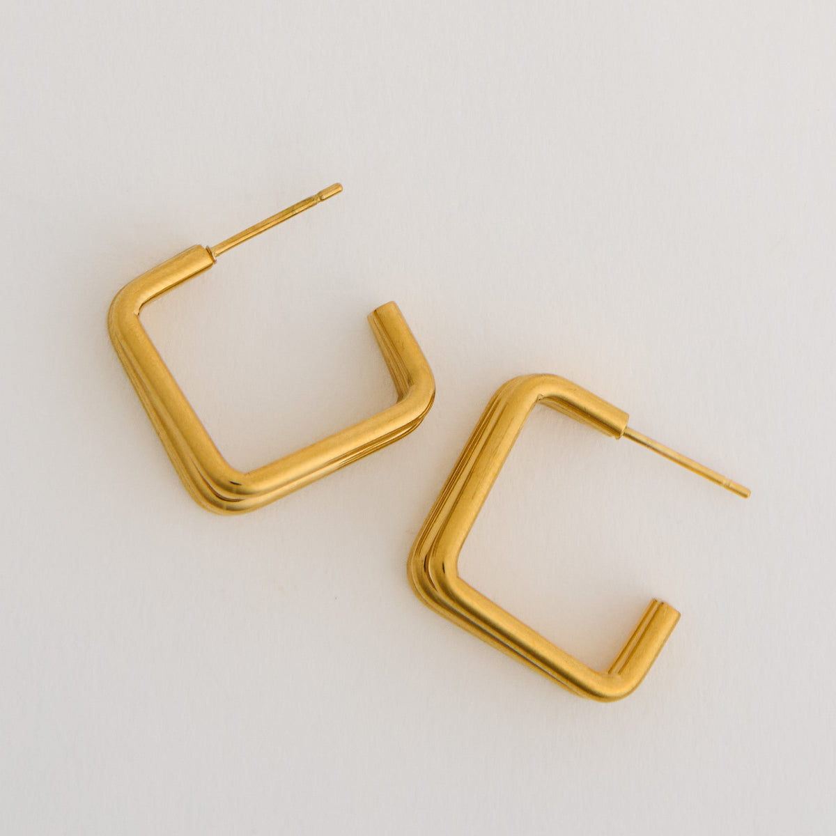 Narelle Waterproof Layered Square C-Hoop Earrings