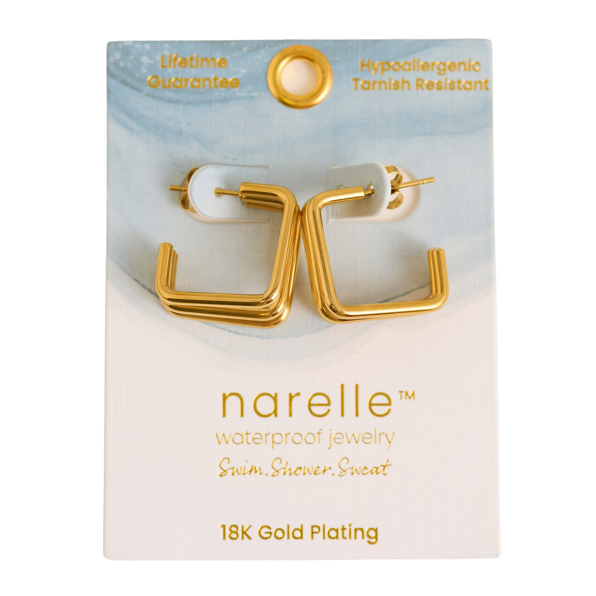 Narelle Waterproof Layered Square C-Hoop Earrings
