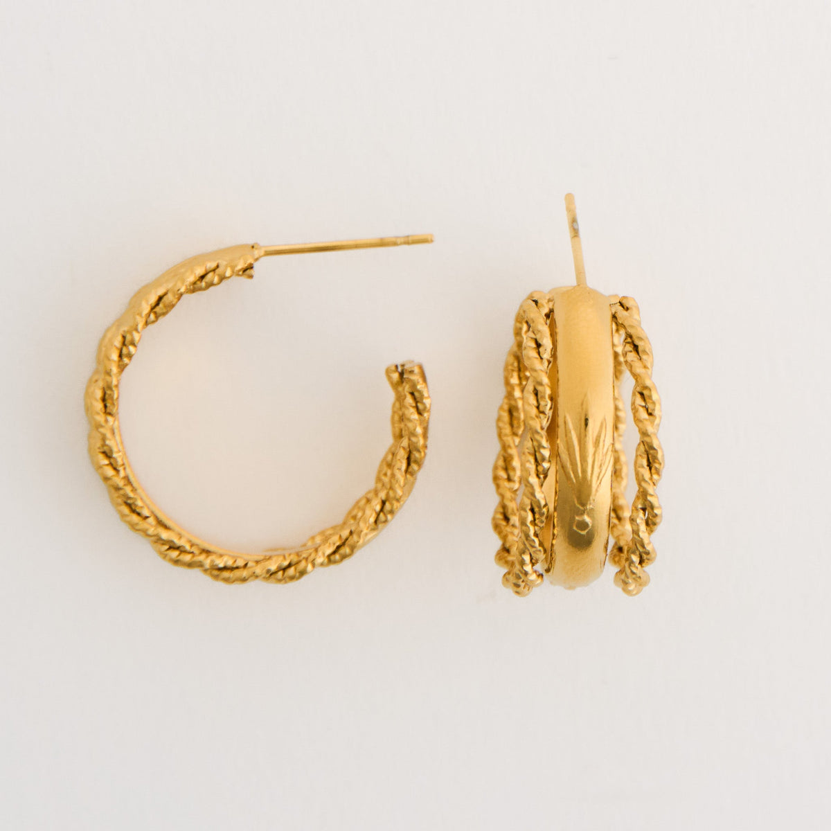Narelle Waterproof Multi Band Rope Open C-Hoop Earrings