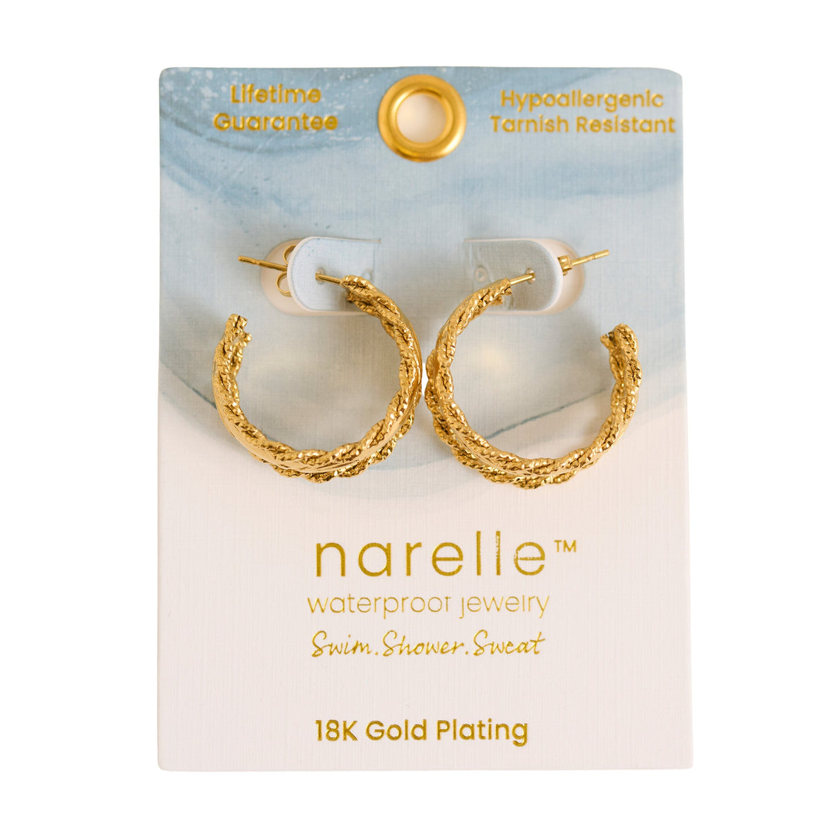 Narelle Waterproof Multi Band Rope Open C-Hoop Earrings