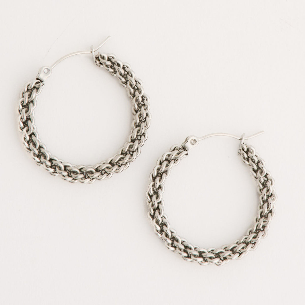 Narelle Waterproof Braided Chain Link Hoop Earrings