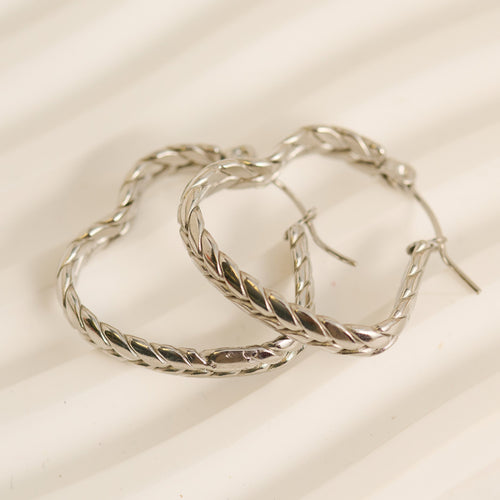 Narelle Waterproof Braided Heart Hoop Earrings