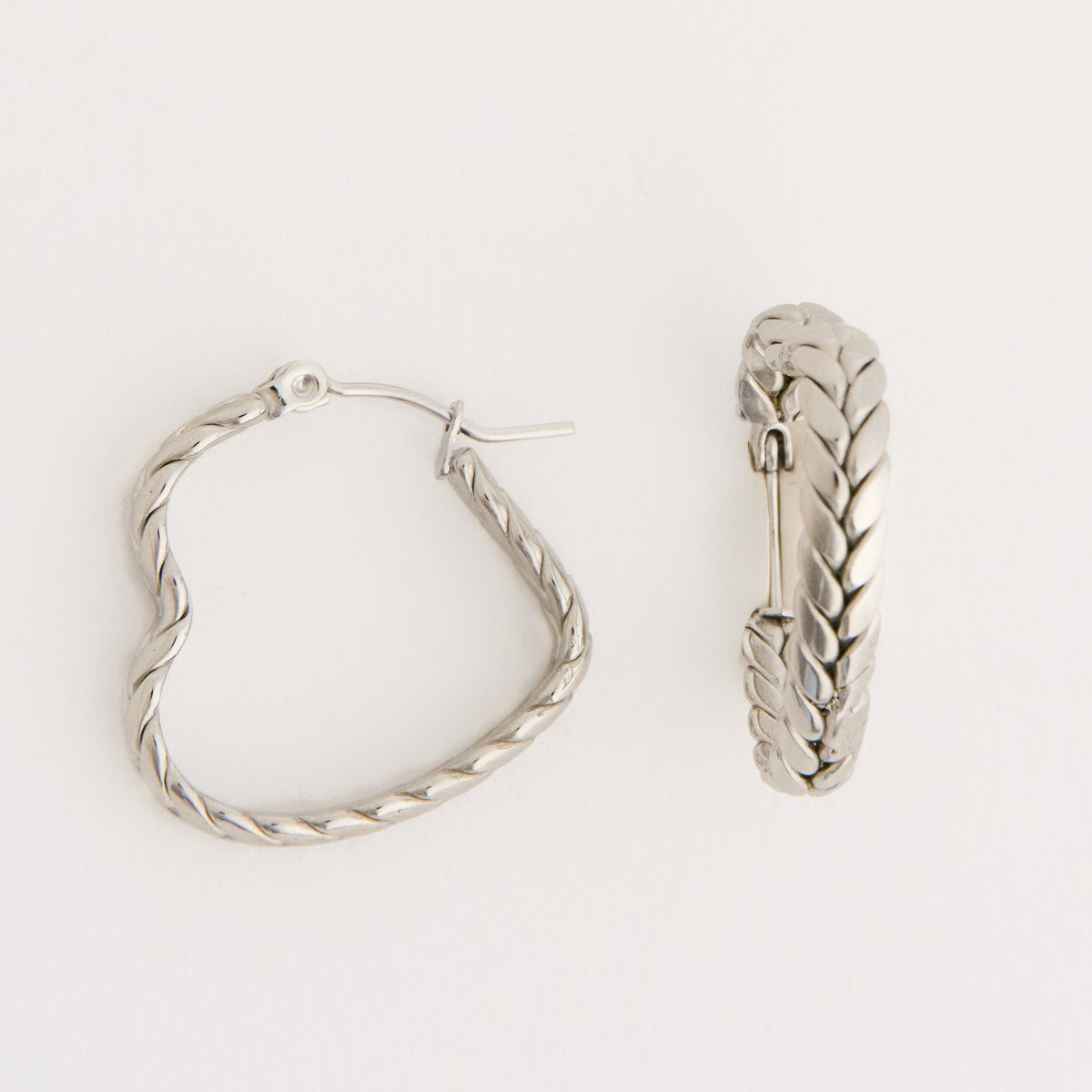 Narelle Waterproof Braided Heart Hoop Earrings