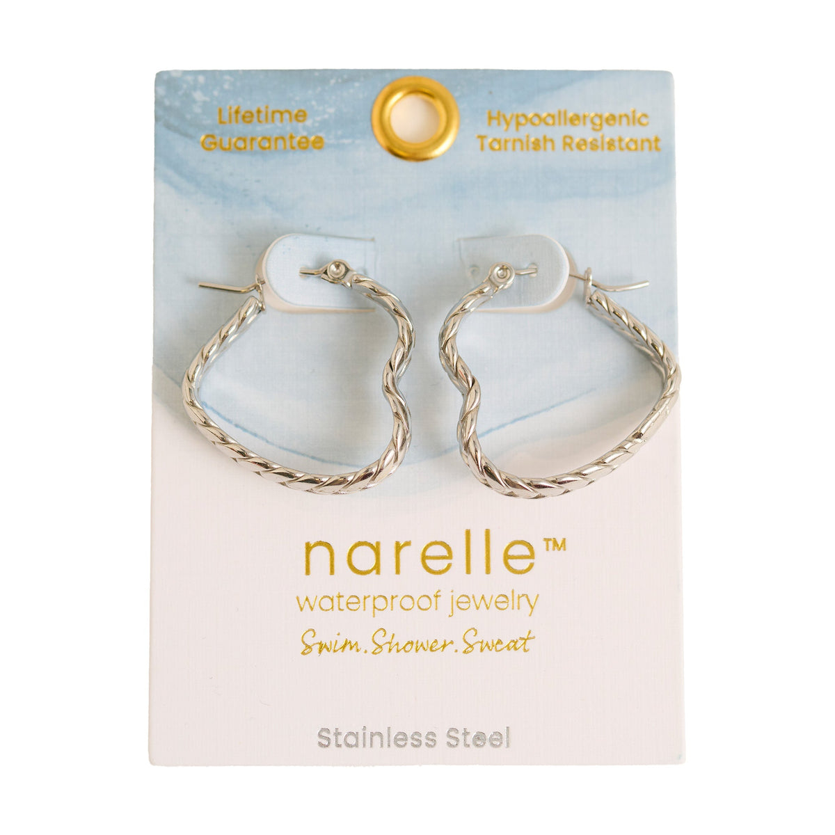 Narelle Waterproof Braided Heart Hoop Earrings