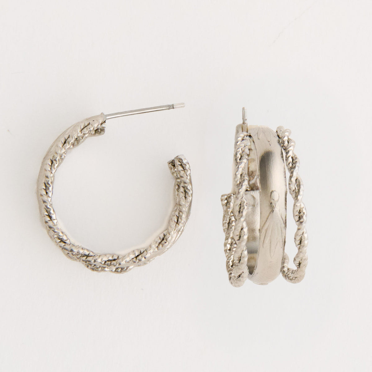 Narelle Waterproof Multi Band Rope Open C-Hoop Earrings