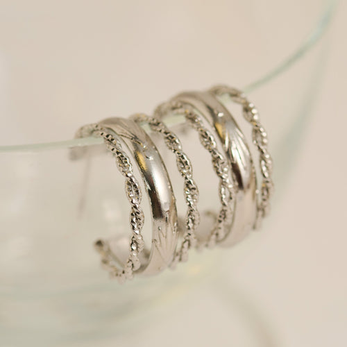 Narelle Waterproof Multi Band Rope Open C-Hoop Earrings
