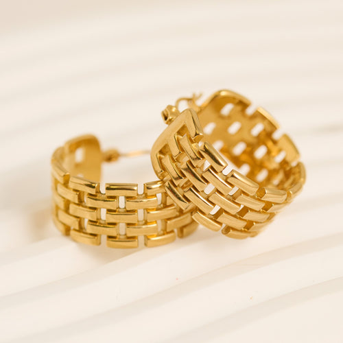 Narelle Waterproof Chunky Braided Hoop Earrings