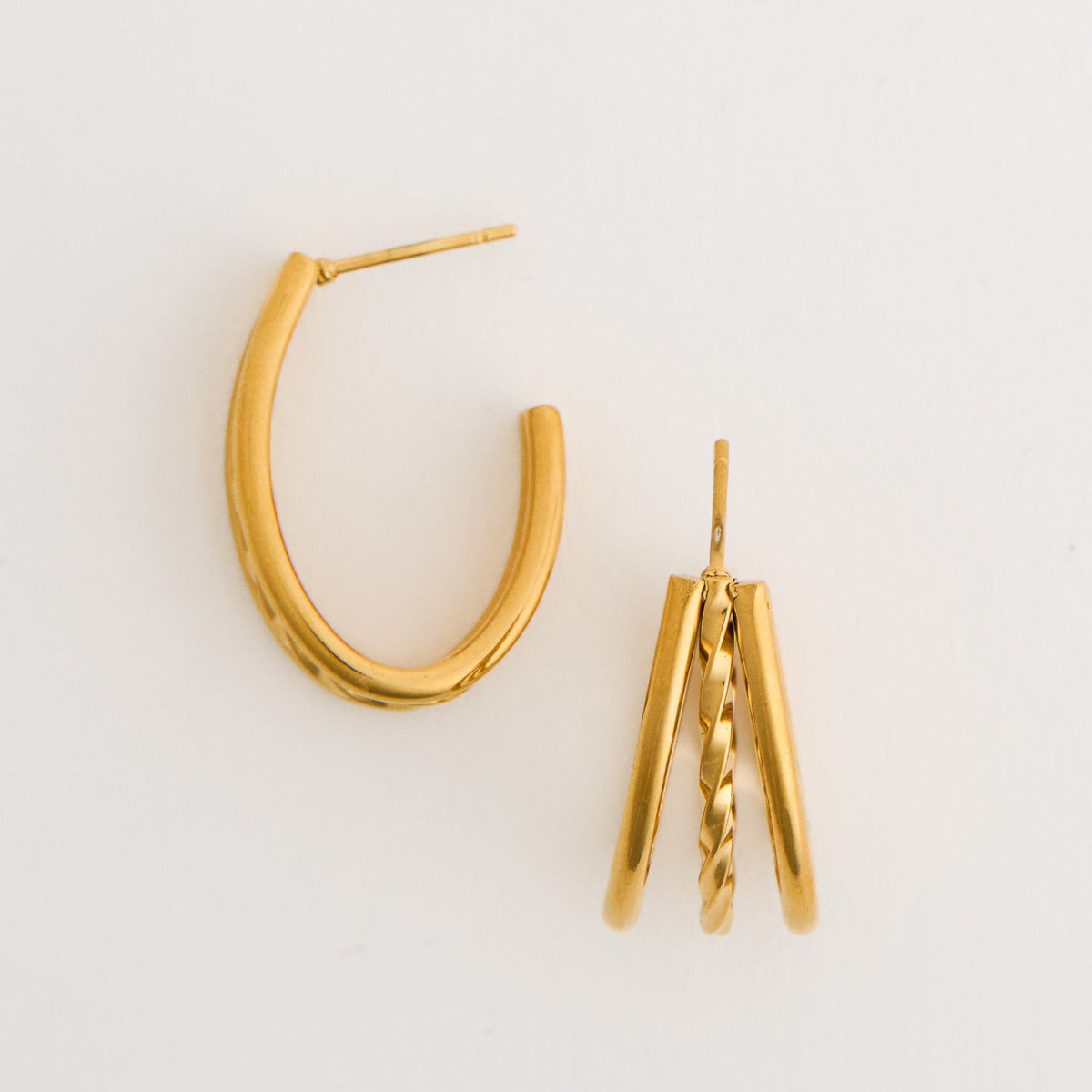 Narelle Waterproof Multi Band Oval C-Hoop Earrings