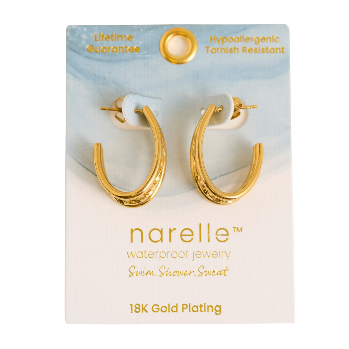 Narelle Waterproof Multi Band Oval C-Hoop Earrings