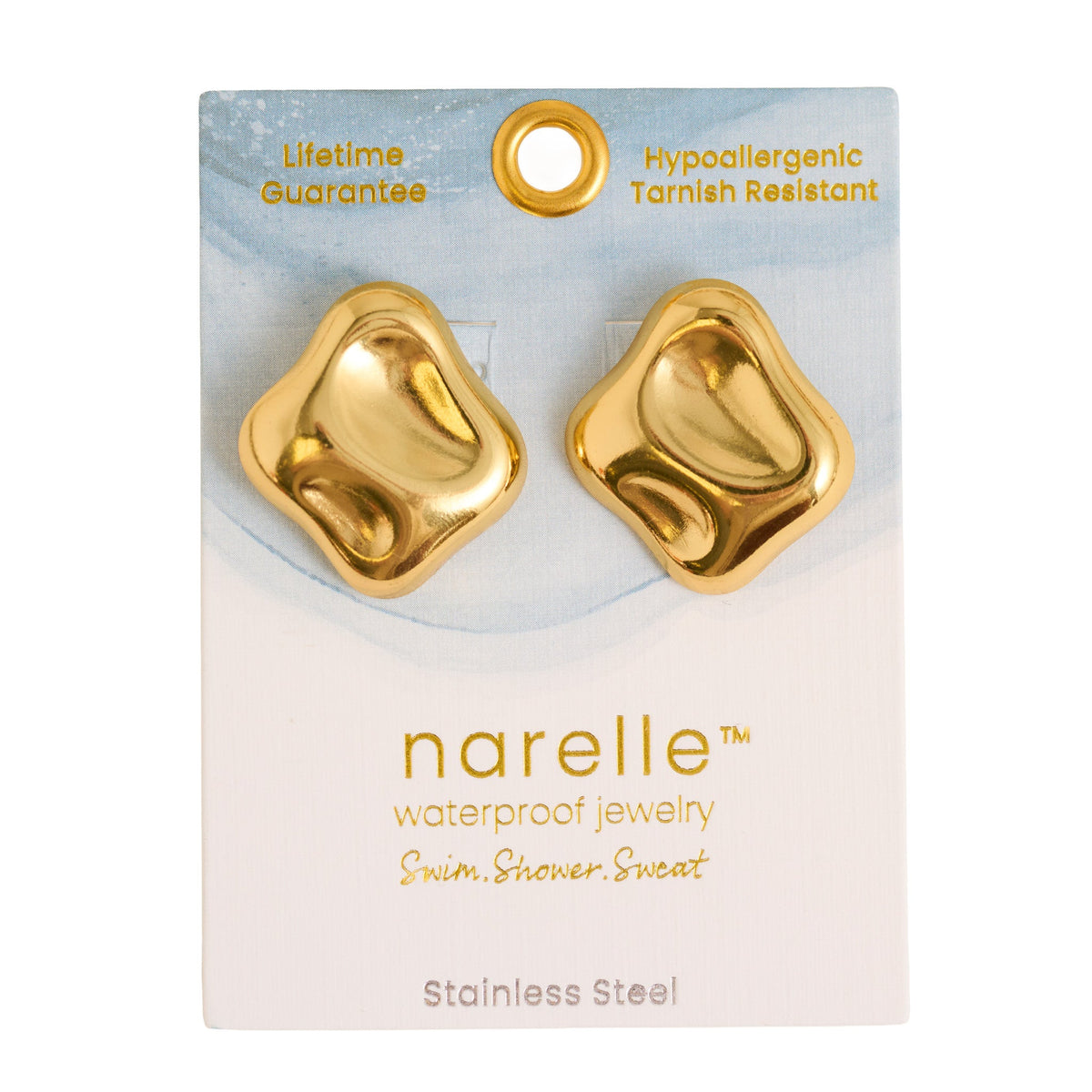 Narelle Waterproof Sculptural Square Earrings