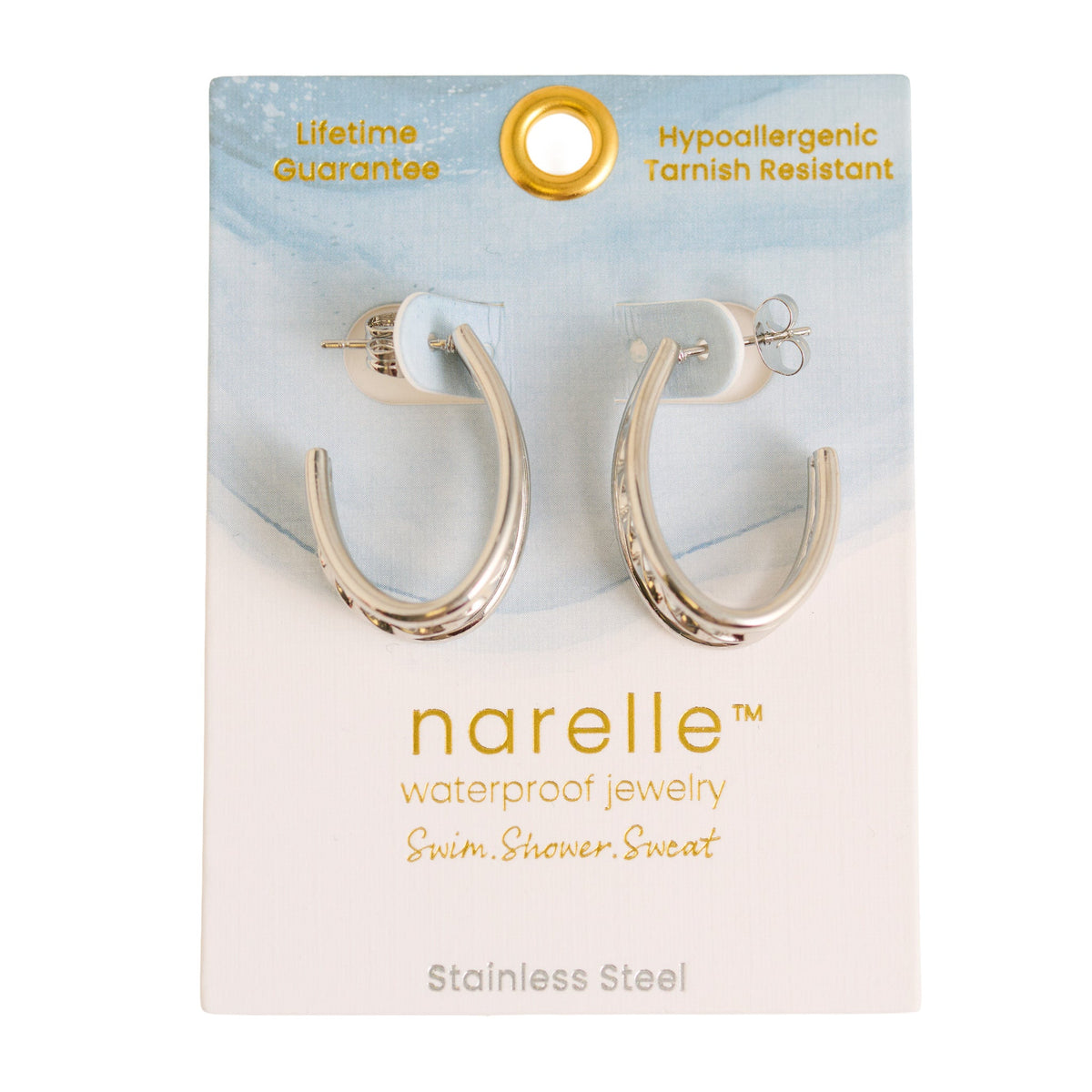 Narelle Waterproof Multi Band Oval C-Hoop Earrings