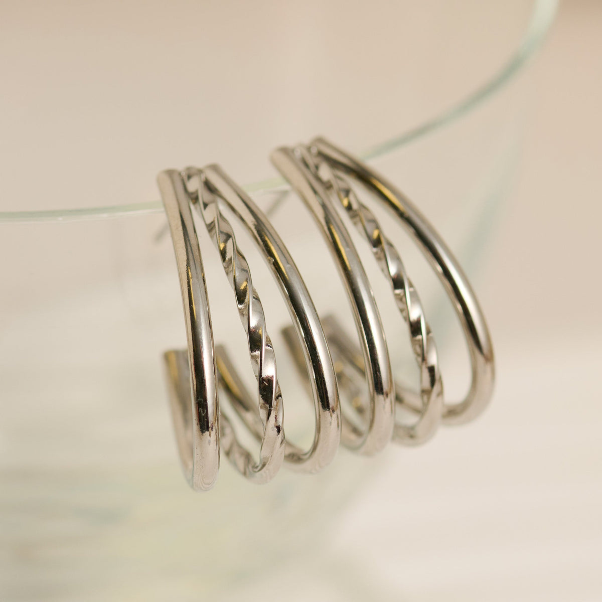 Narelle Waterproof Multi Band Oval C-Hoop Earrings