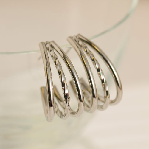 Narelle Waterproof Multi Band Oval C-Hoop Earrings