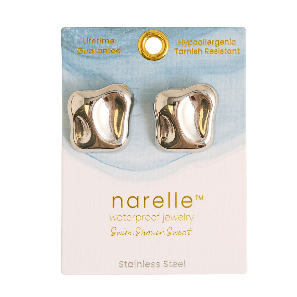 Narelle Waterproof Sculptural Square Earrings