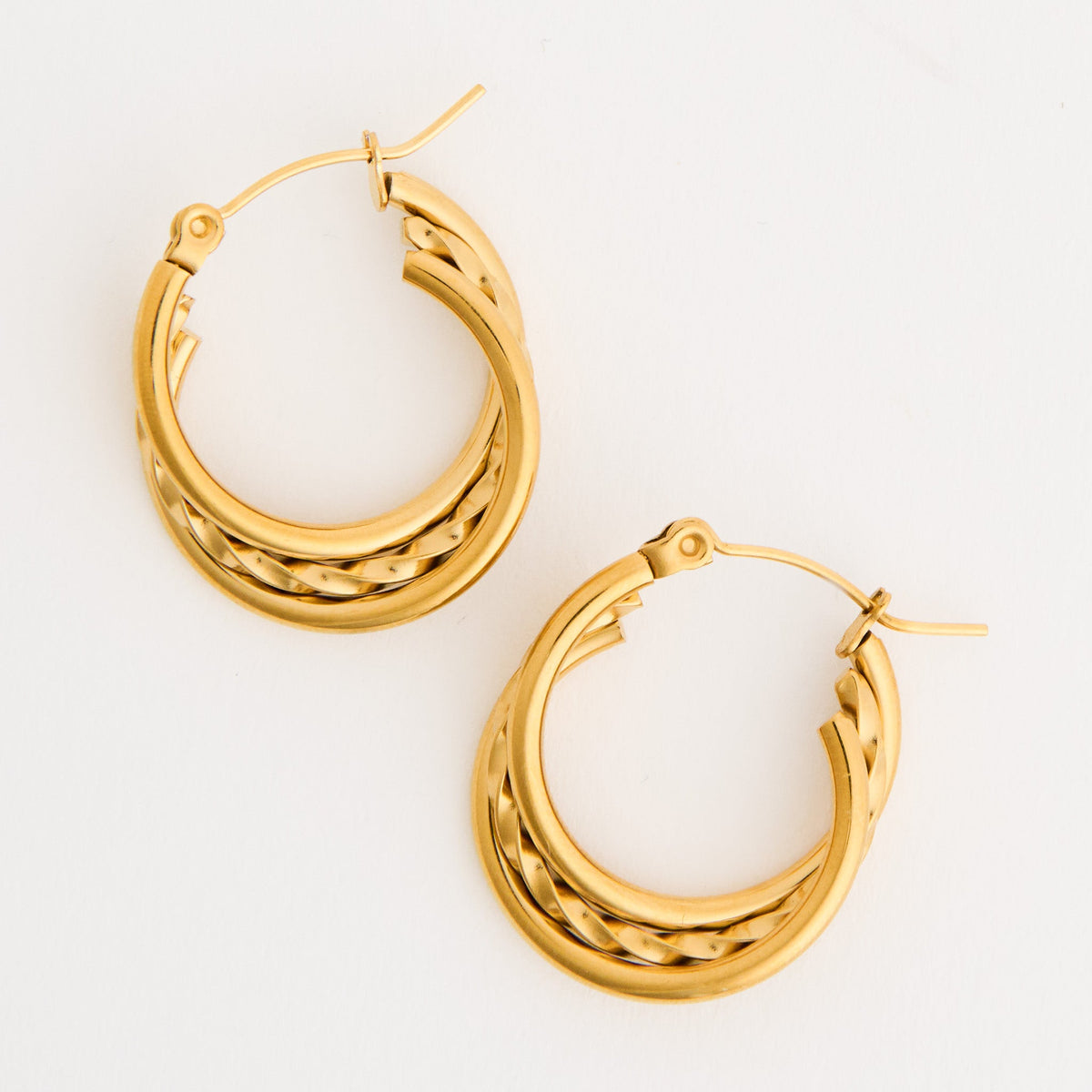 Narelle Waterproof Multi Band Twisted Hoop Earrings