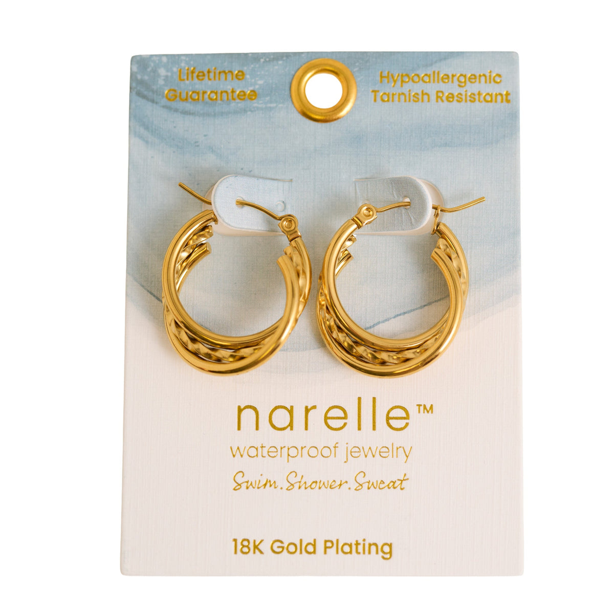 Narelle Waterproof Multi Band Twisted Hoop Earrings