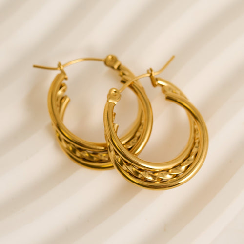 Narelle Waterproof Multi Band Twisted Hoop Earrings