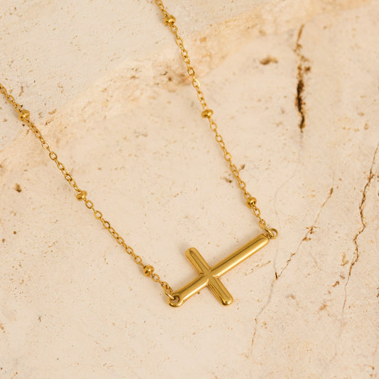 Narelle Waterproof Dainty Side Cross Necklace