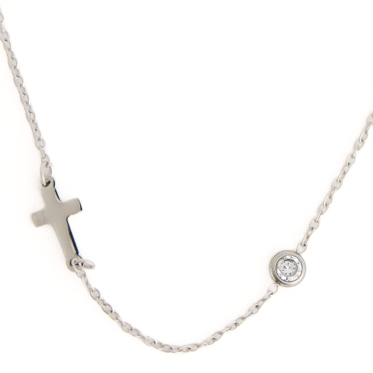 Narelle Waterproof Dainty Cross And Genuine Cubic Zirconia Necklace