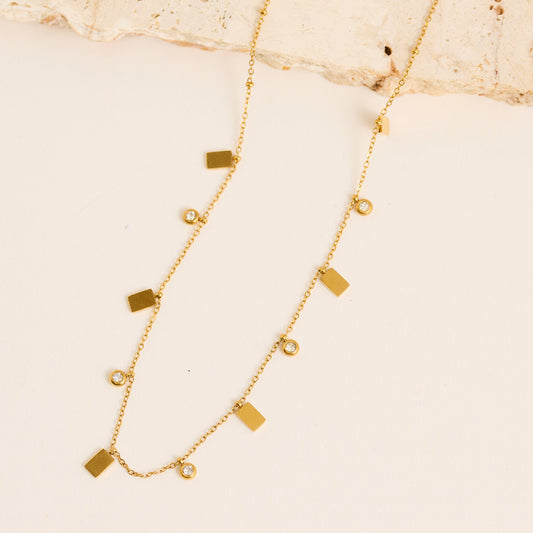 Narelle Waterproof Crystal and Bar Station Necklace