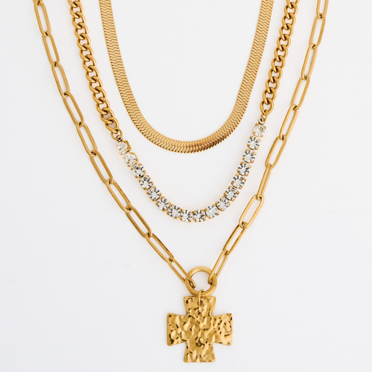Narelle Waterproof Layered Chunky Cross Pendant Necklace