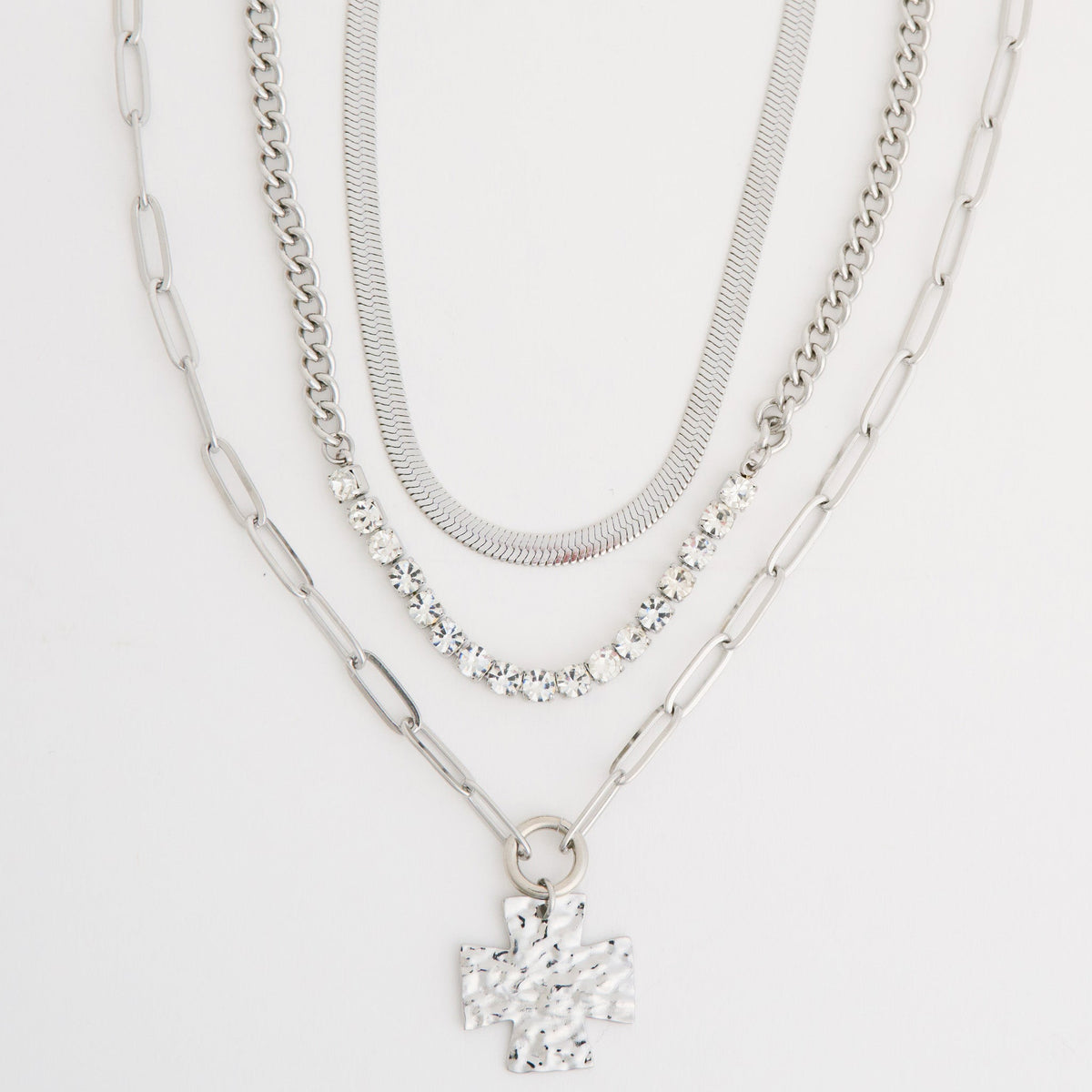 Narelle Waterproof Layered Chunky Cross Pendant Necklace