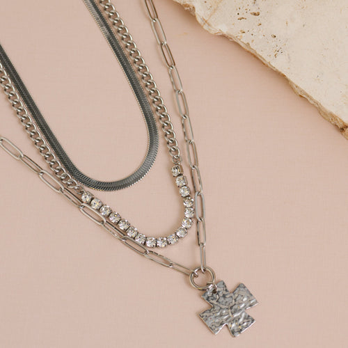 Narelle Waterproof Layered Chunky Cross Pendant Necklace