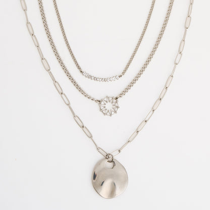 Narelle Waterproof Layered Double Row Genuine Cubic Zirconia Chunky Pendant Necklace